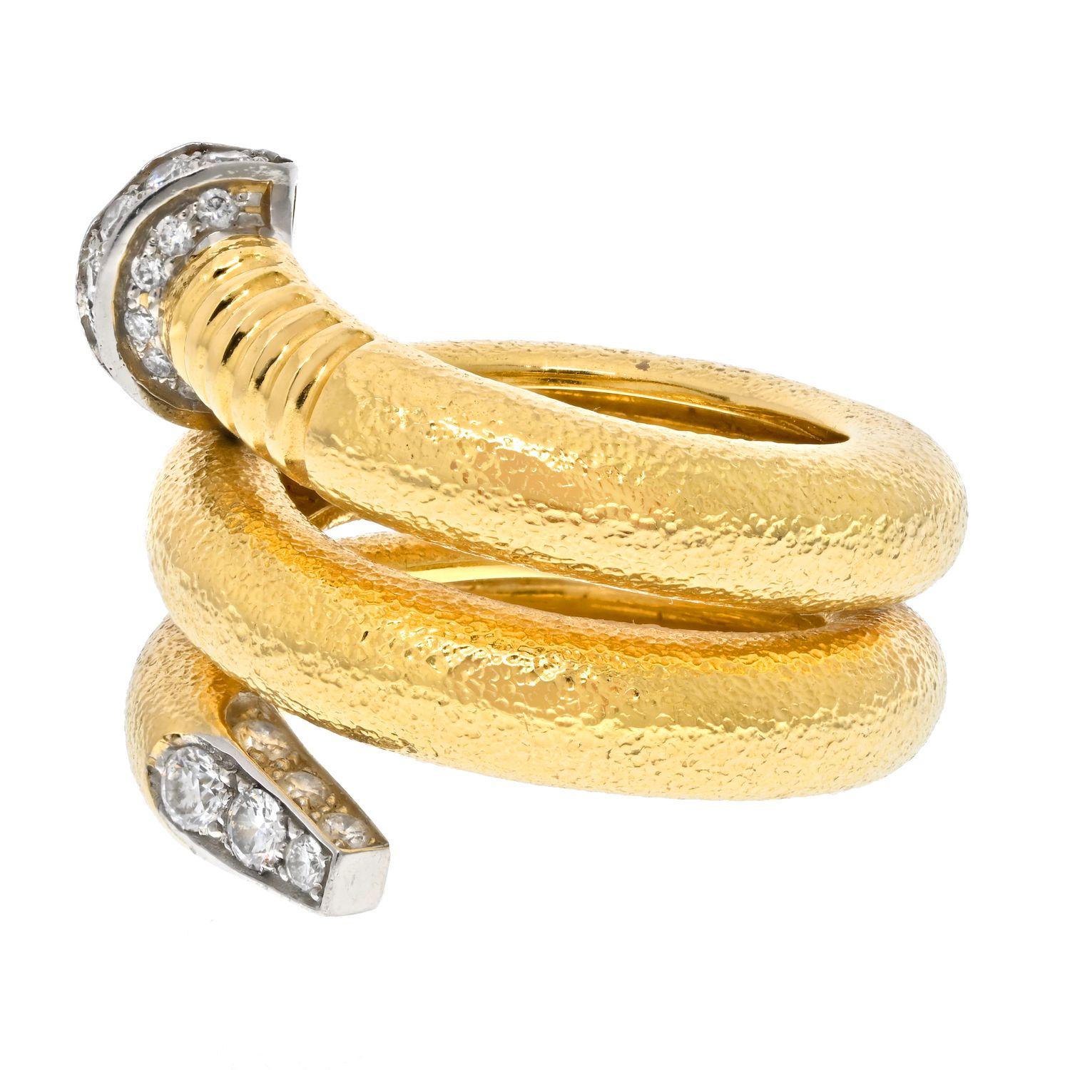 Modern David Webb Platinum & 18K Yellow Gold Nail Ring For Sale