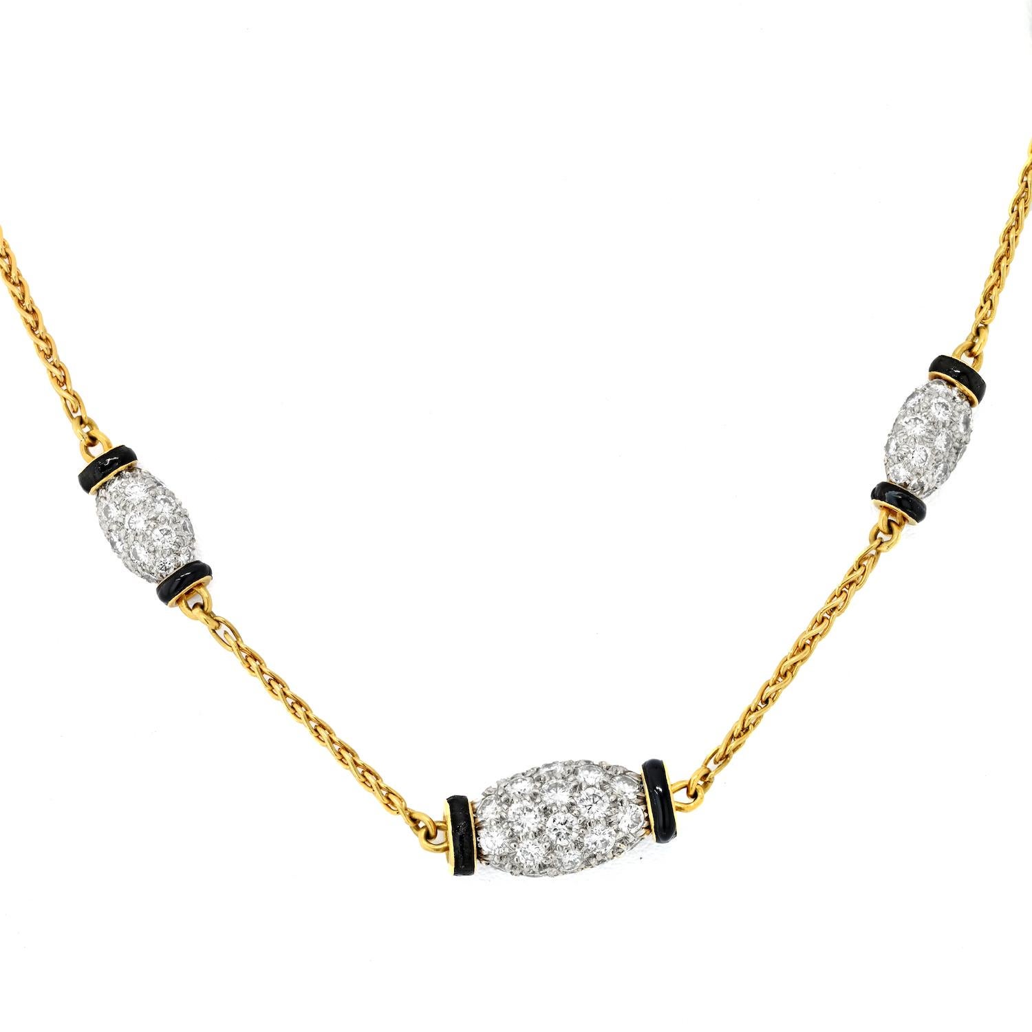 David Webb Platin & 18K Gelbgold Night Cap 5 Diamanten Station Kette Halskette (Moderne) im Angebot