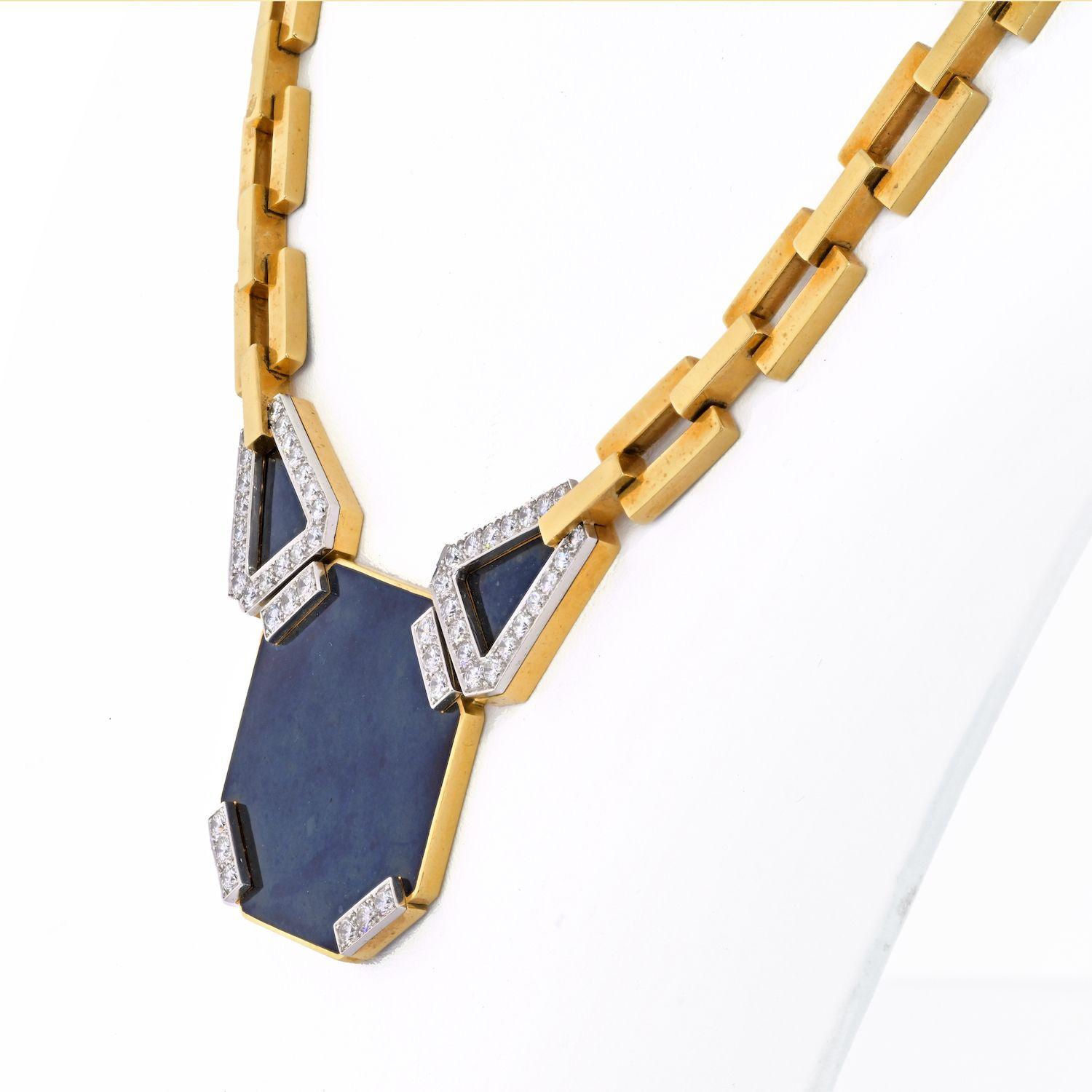 Offene Gliederkette aus Platin und 18 Karat Gelbgold mit achteckigem Onyx von David Webb (Moderne) im Angebot