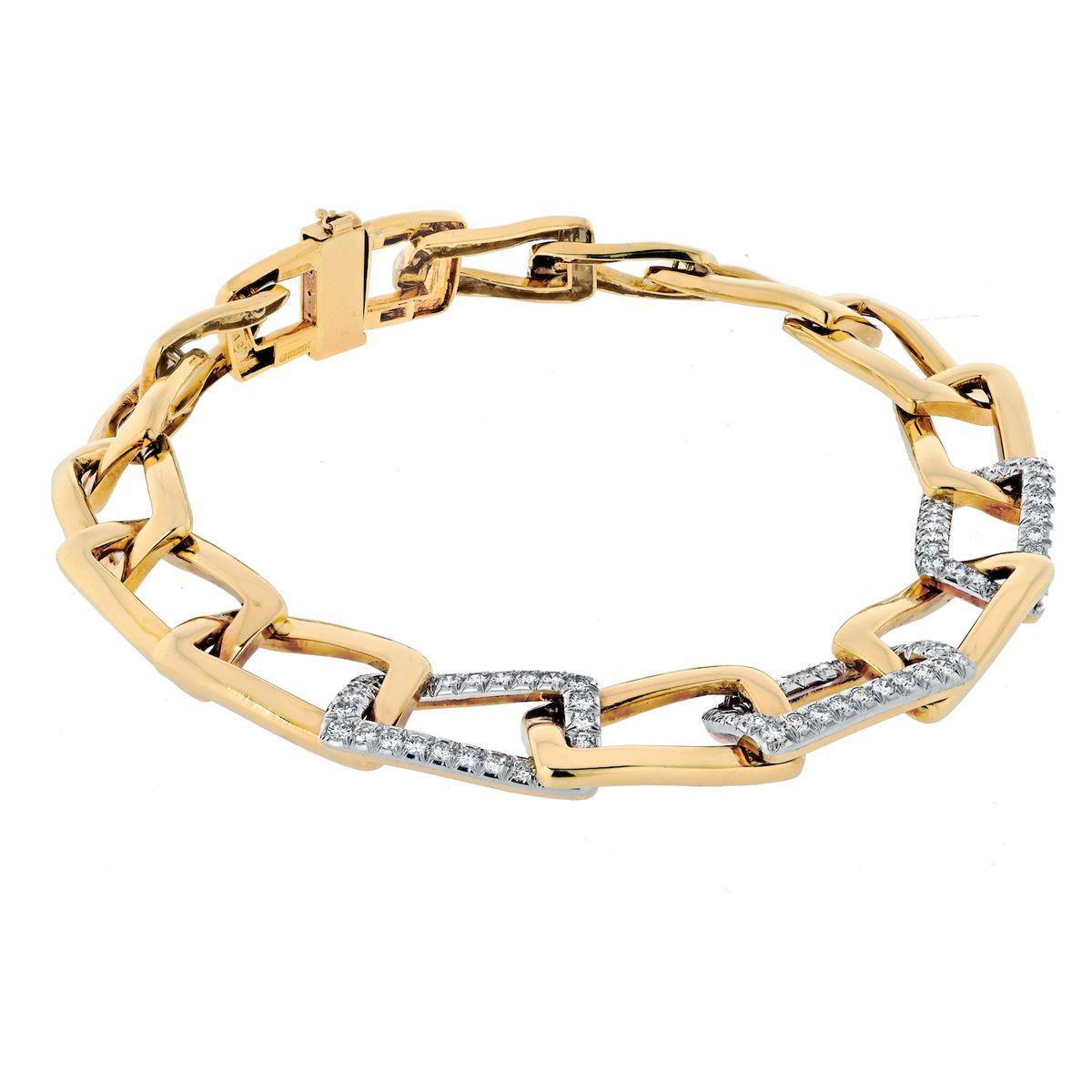 Modern David Webb Platinum & 18K Yellow Gold Open Link Collar Necklace