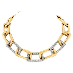 David Webb Platinum & 18K Yellow Gold Open Link Collar Necklace