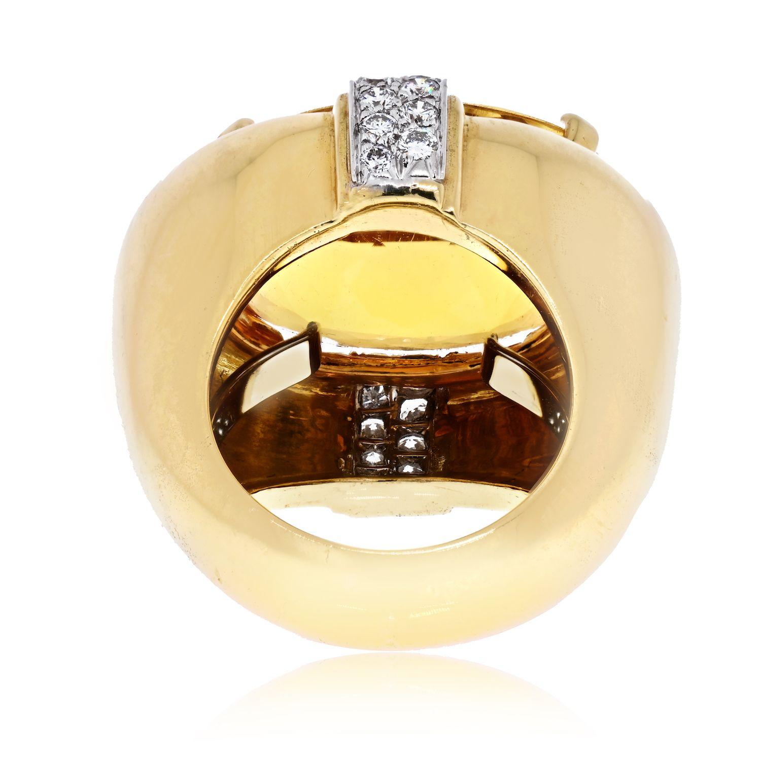 Moderne David Webb Bague en platine et or jaune 18 carats avec citrine ovale et diamants en vente