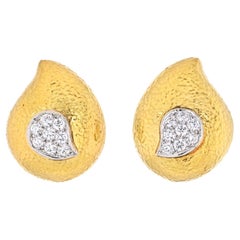 David Webb Platinum & 18K Yellow Gold Paisley Diamond Earrings