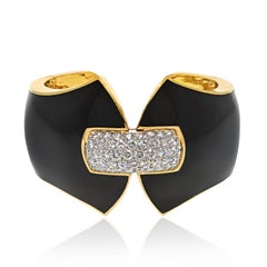 David Webb bracciale in platino e oro giallo 18 carati Princess Lilian con smalto nero e diamanti