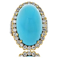 David Webb, bague cocktail en or jaune 18 carats, turquoise et diamants