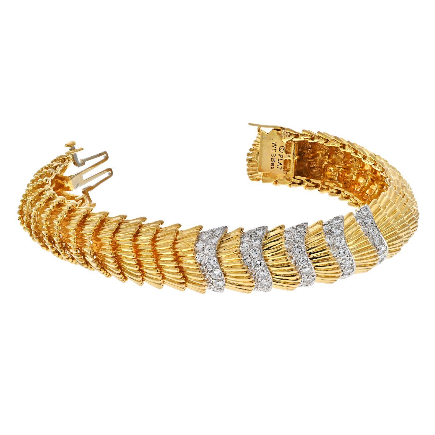 Moderne David Webb Bracelet festonné en platine et or jaune 18 carats en vente
