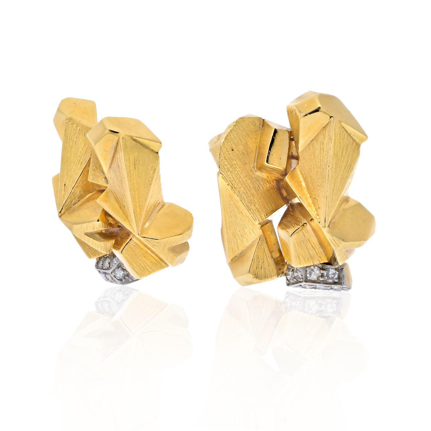 gold nugget earrings with diamonds