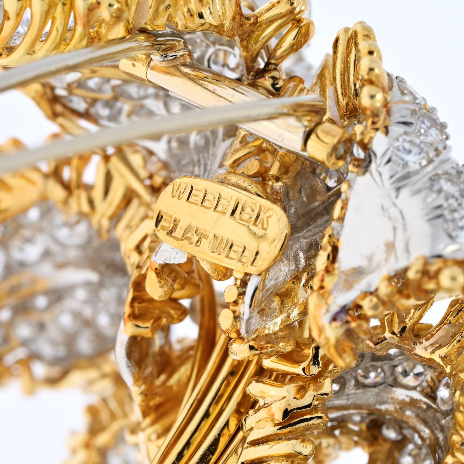 Women's or Men's David Webb Platinum & 18K Yellow Gold Tremblant Diamond Flower Brooch