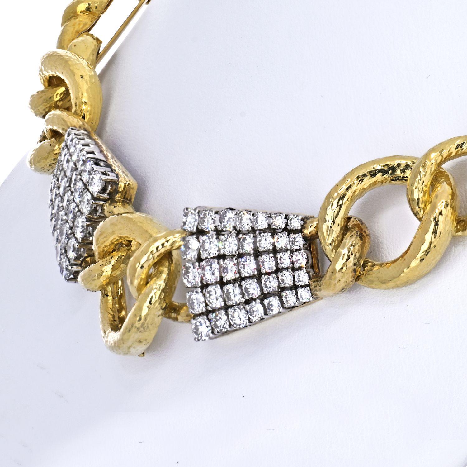 David Webb Platin & 18k Gelbgold Halskette mit gedrehtem Seil-Diamantkragen (Moderne) im Angebot