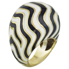 David Webb Platinum & 18K Yellow Gold Zebra Stripe Bombe Ring