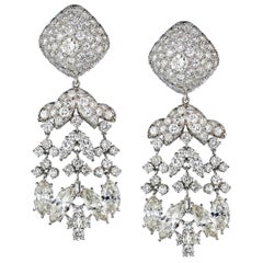 David Webb Boucles d'oreilles lustre en platine avec diamants de 20,17 carats