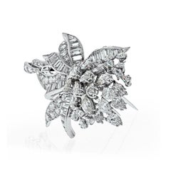 David Webb Platin 11,00 Karat 1960er Jahre Diamant-Blumenbrosche