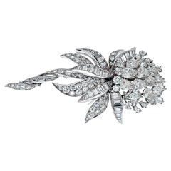 David Webb Platinum 21.00 Carats 1960's Diamond Floral Brooch