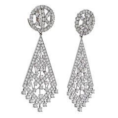 David Webb Platinum 36 Carats Diamond Chandelier Earrings