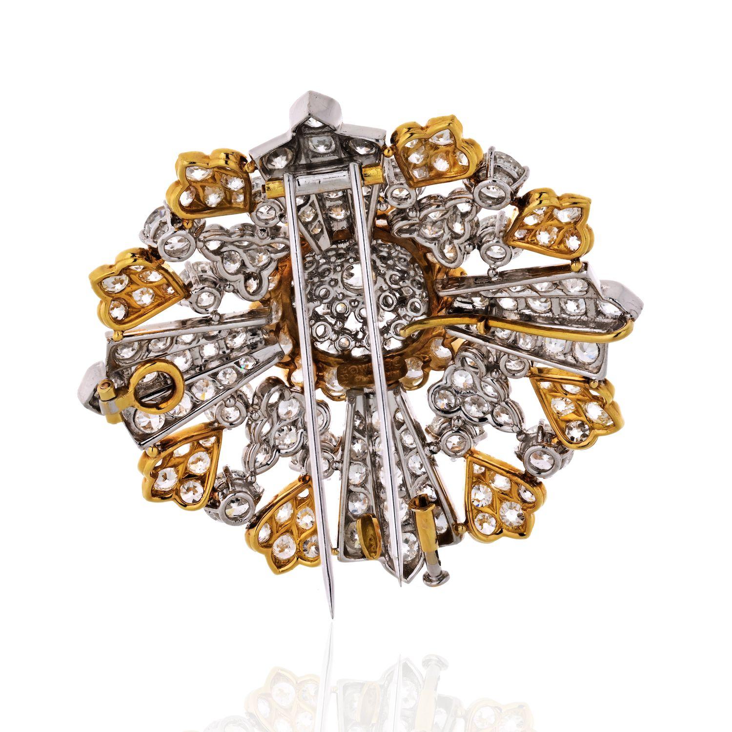 Modern David Webb Platinum 40.00 Carat Old Cut Diamond Brooch For Sale