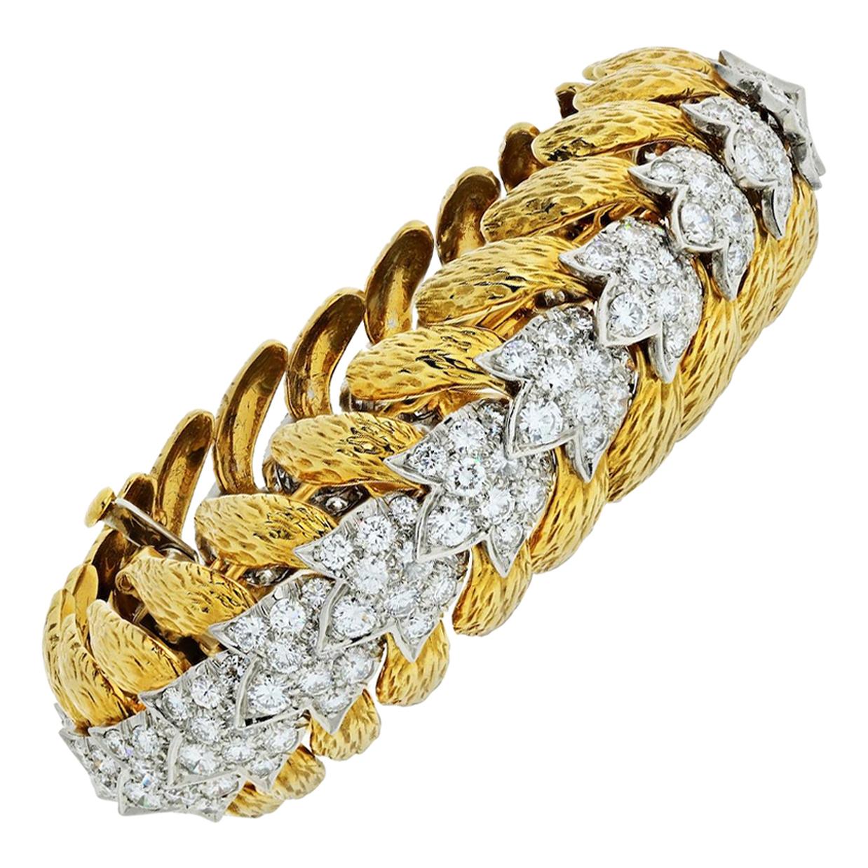 David Webb Platinum and 18 Karat Yellow Gold 25 Carat Diamond Bracelet