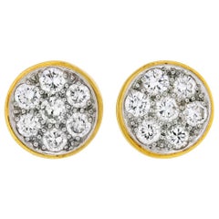 David Webb Platinum and 18 Karat Yellow Gold Cluster Stud Earrings