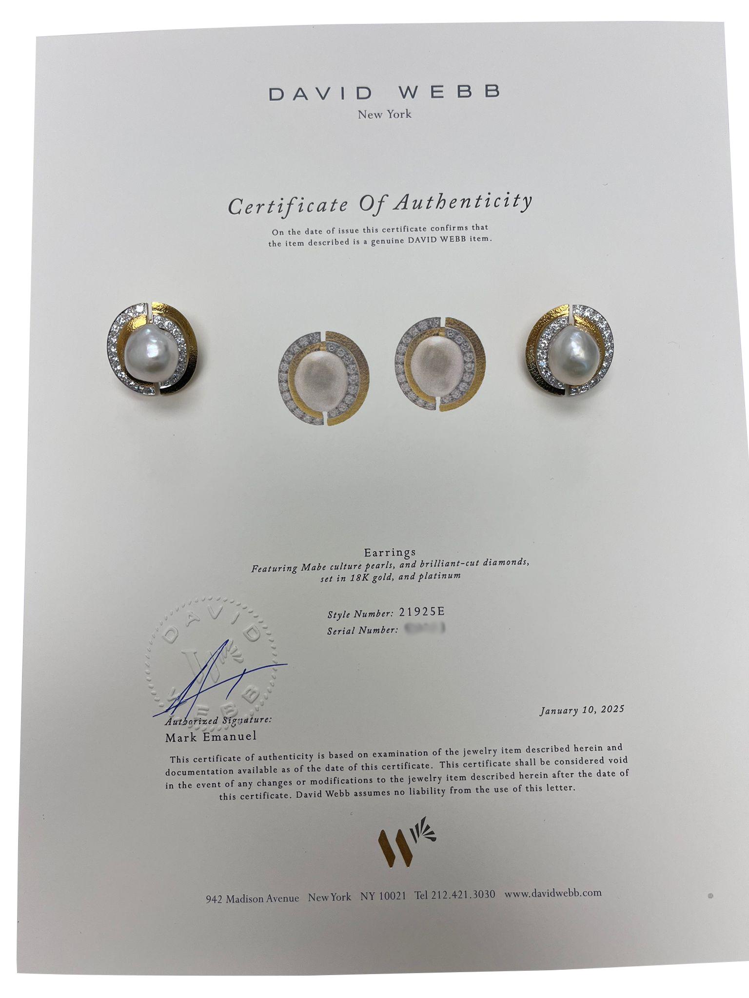 David Webb - Orecchini con diamanti e perle dei mari del sud in platino e oro martellato 18 carati in vendita 13