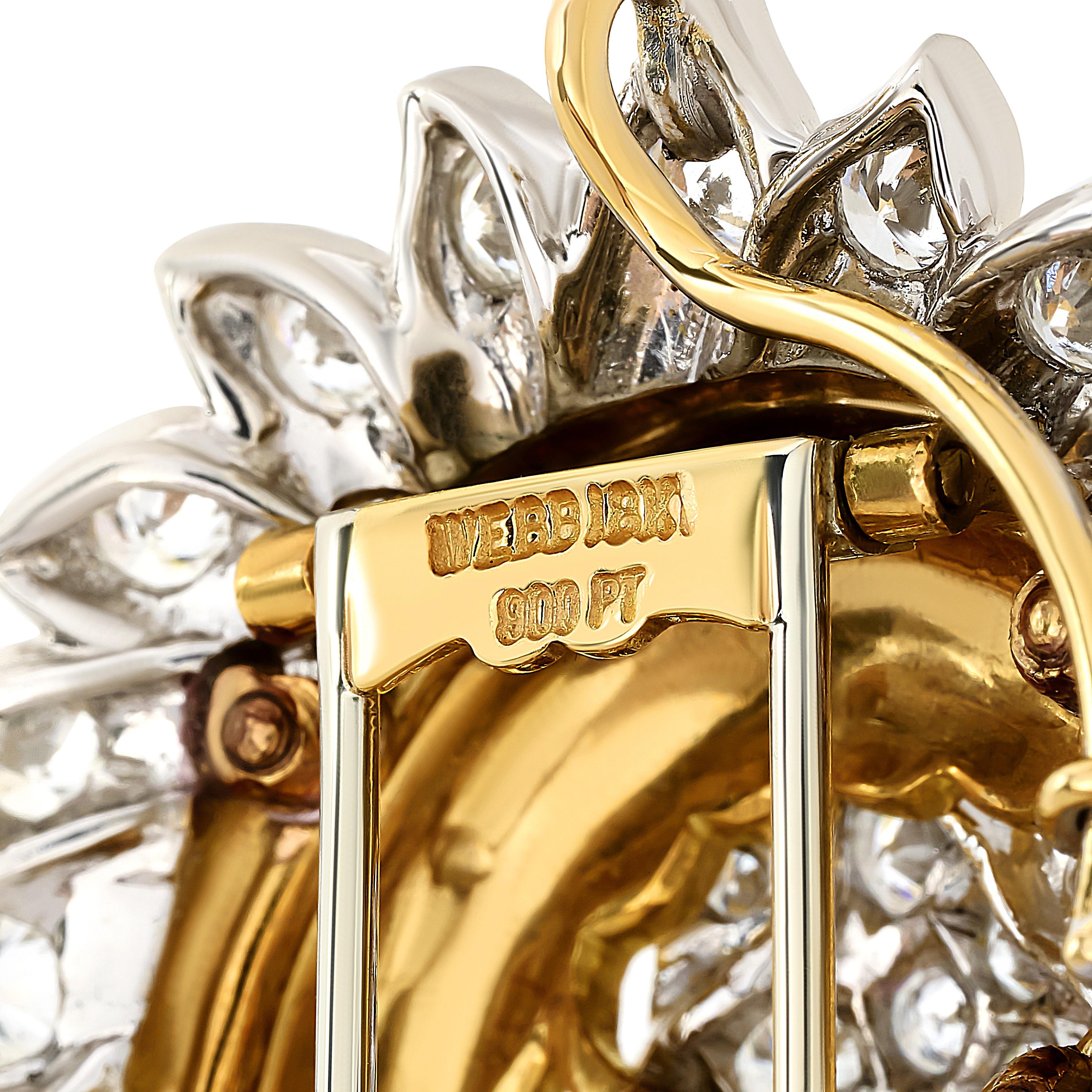 David Webb Platinum and 18K Yellow Gold Diamond Paisley Pin/Pendant In Good Condition For Sale In Philadelphia, PA