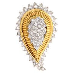 David Webb Platinum and 18K Yellow Gold Diamond Paisley Pin/Pendant
