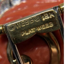 David Webb Platinum Carved Coral Dolphin Clip Brooch