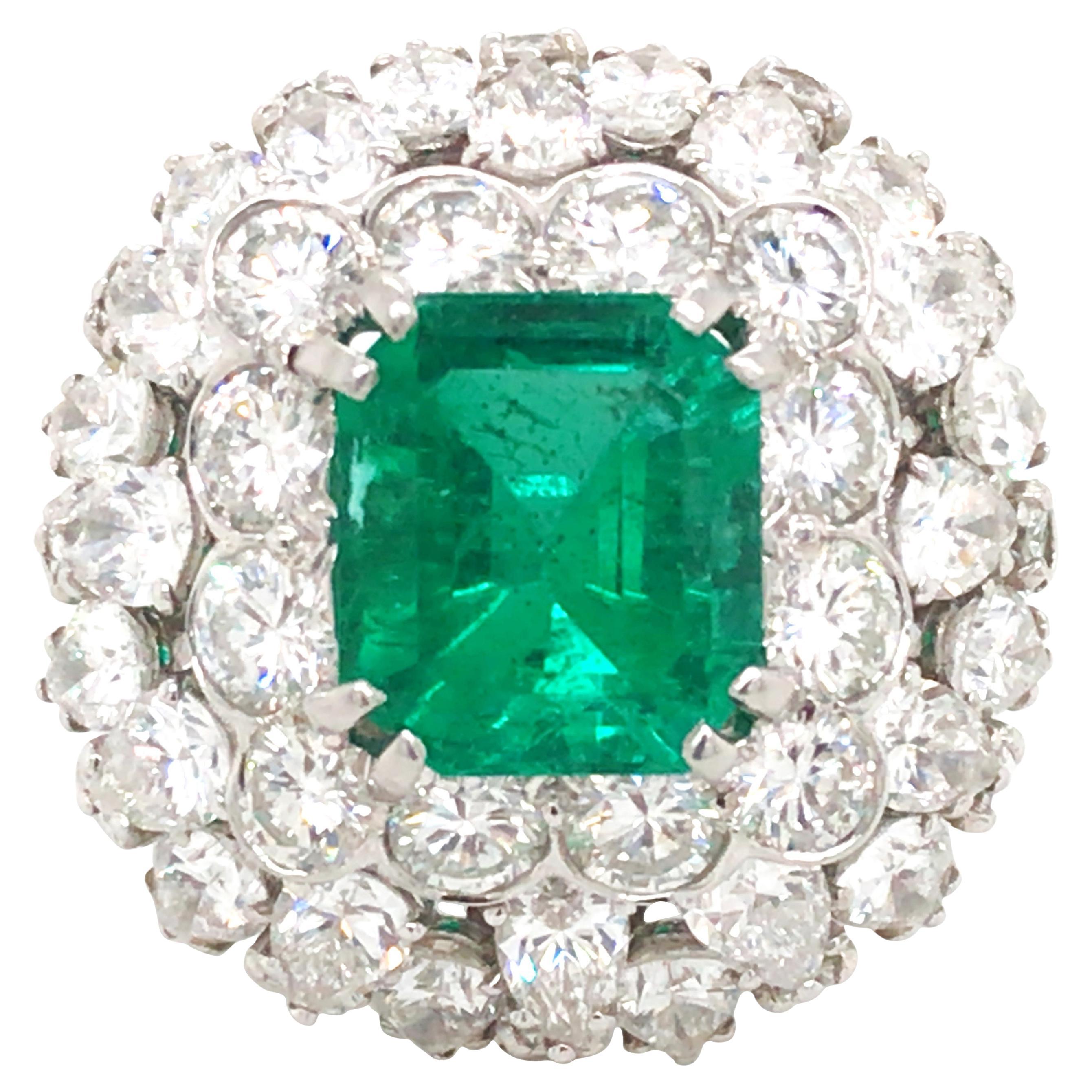 David Webb, Platinum Colombia minor Emerald Diamond Ring, AGL