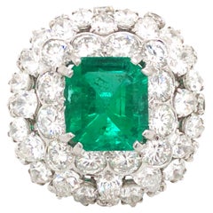 David Webb, Platinum Colombia minor Emerald Diamond Ring, AGL
