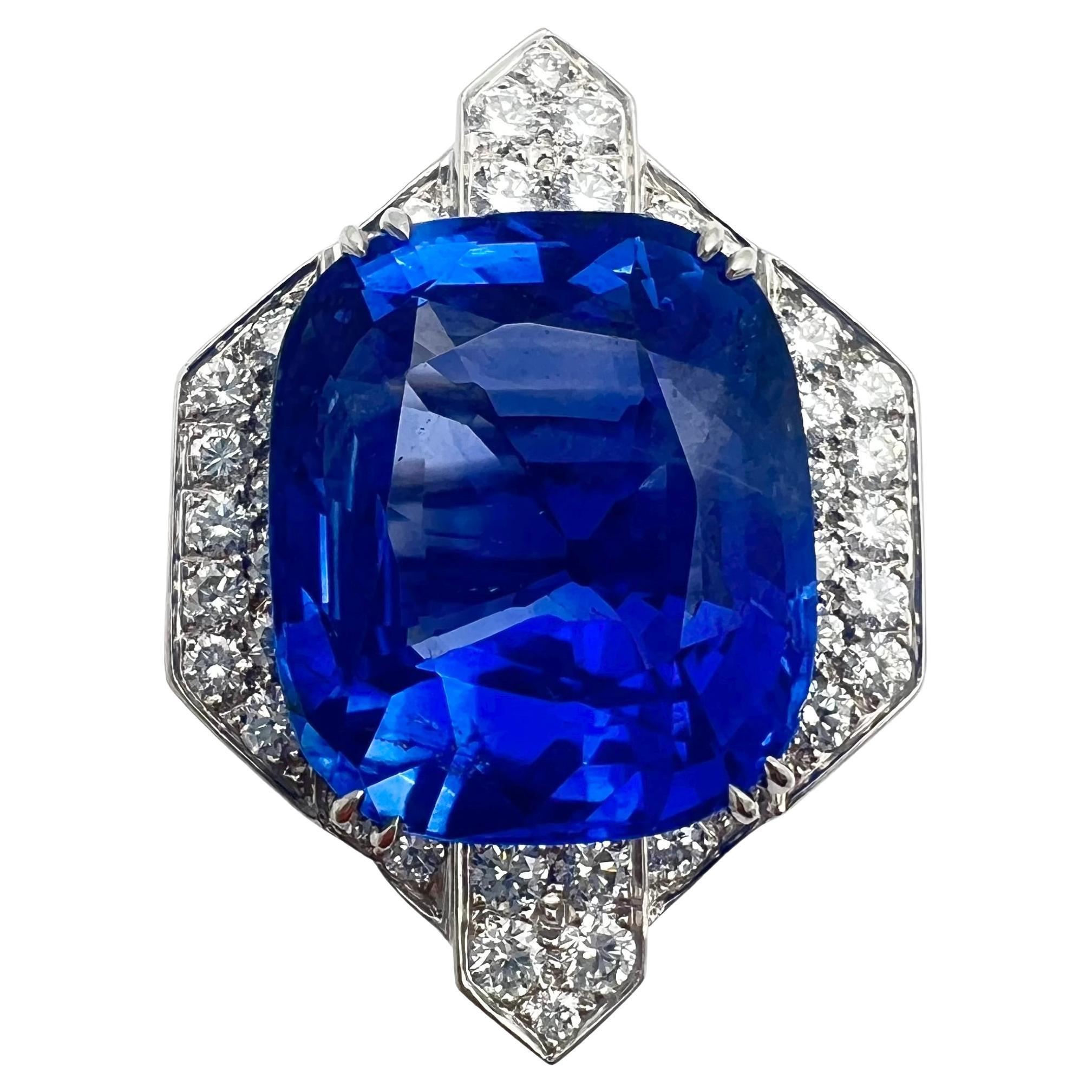 David Webb Platinum 38ct Unheated Sapphire Diamond Ring