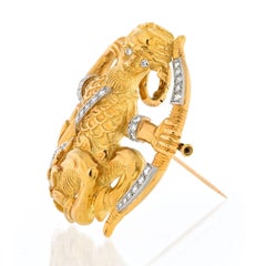 David Webb Platinum &  Gold Sagittarius Diamond Zodiac Pendant Pin Brooch