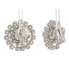 David Webb Platinum Old Cut and Old European Cluster Pearl Clip on Earrings