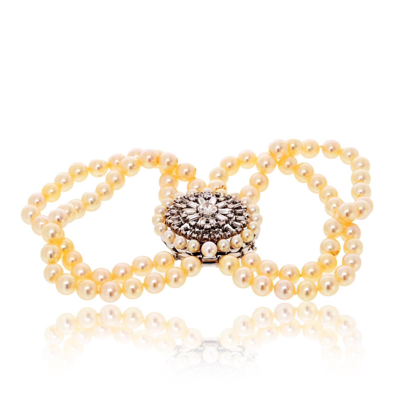 David Webb Platin Perlen String Diamant-Armband (Moderne) im Angebot