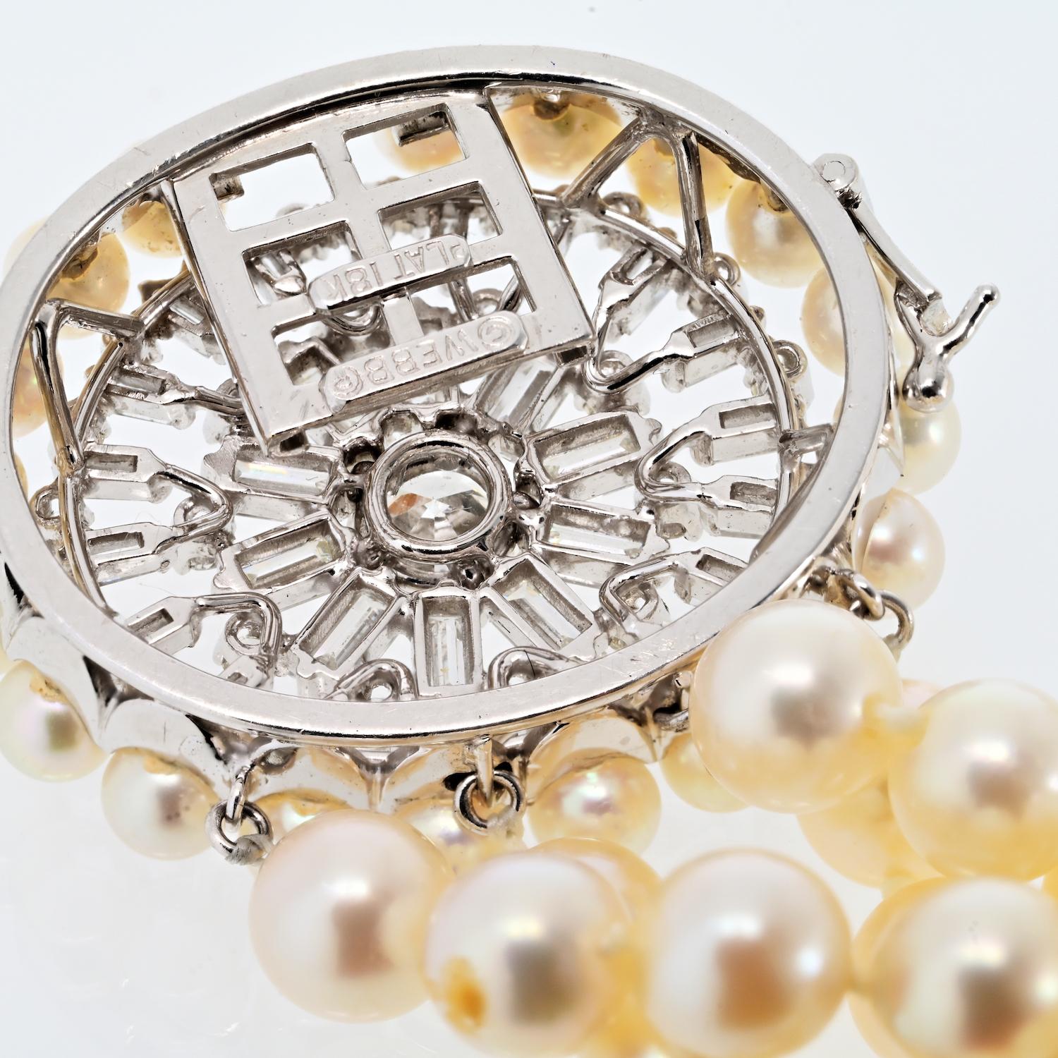 David Webb Platin Perlen String Diamant-Armband im Zustand „Hervorragend“ im Angebot in New York, NY