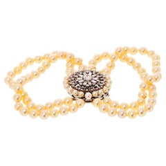 David Webb Platinum Pearl String Diamond Bracelet