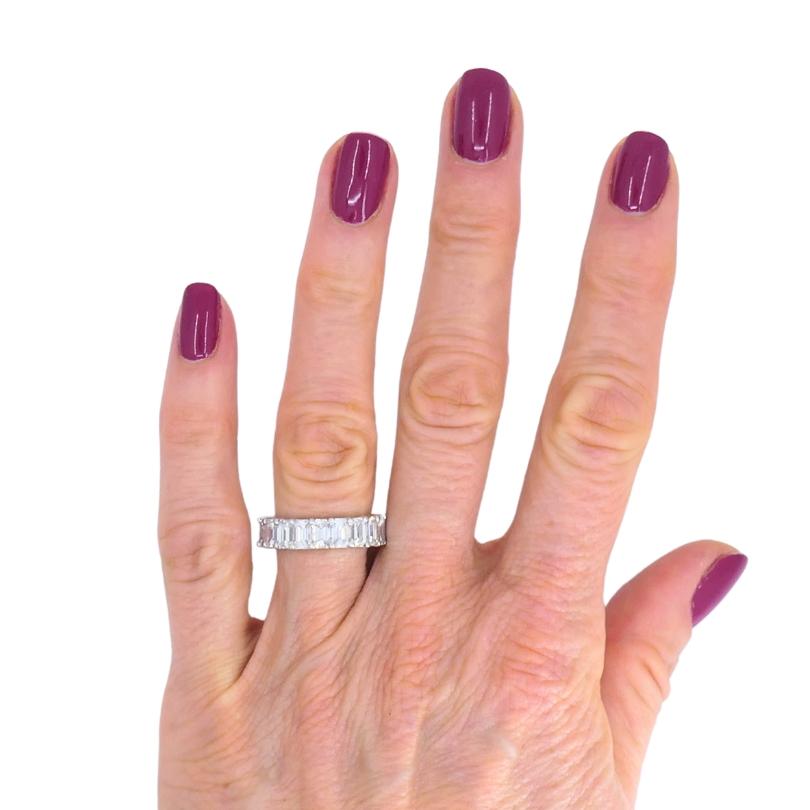 Baguette Cut David Webb Platinum Ring Diamond Eternity Band Estate Jewelry