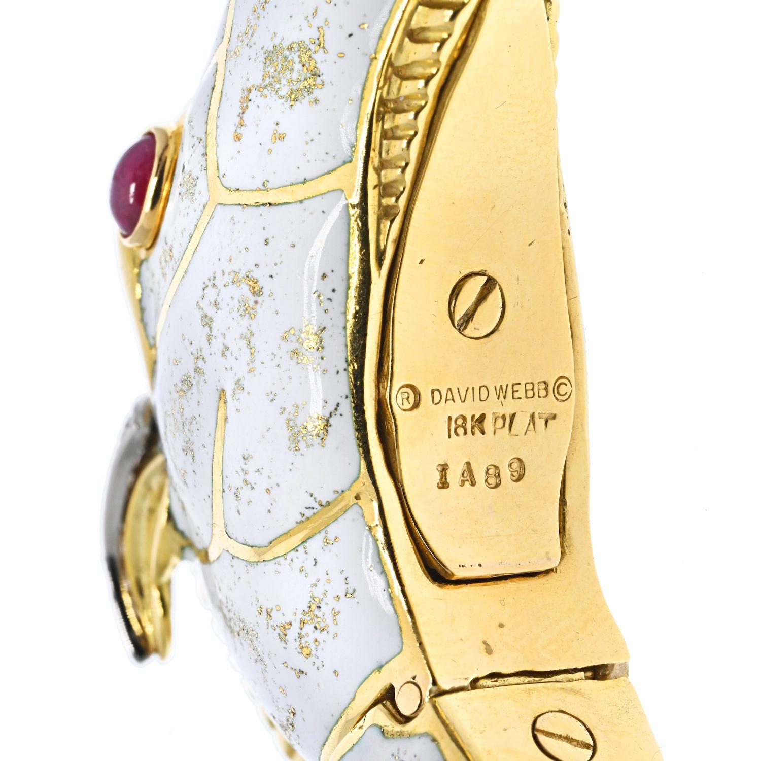 Modern David Webb Platinum & Yellow Gold Dappled White Enamel Diamond Horse Bracelet For Sale