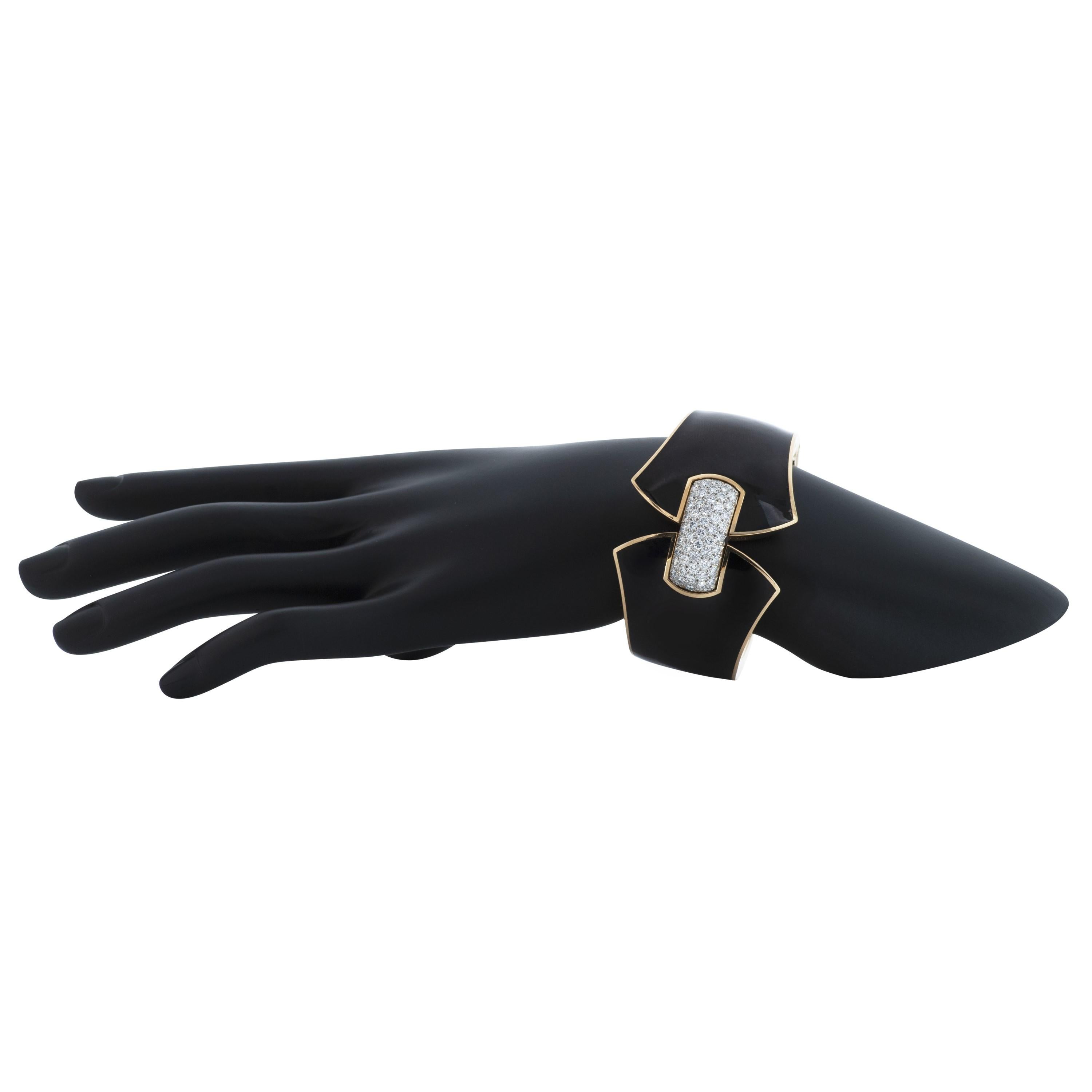 David Webb Princess Lilian Diamond and Black Enamel Cuff Bracelet in ...