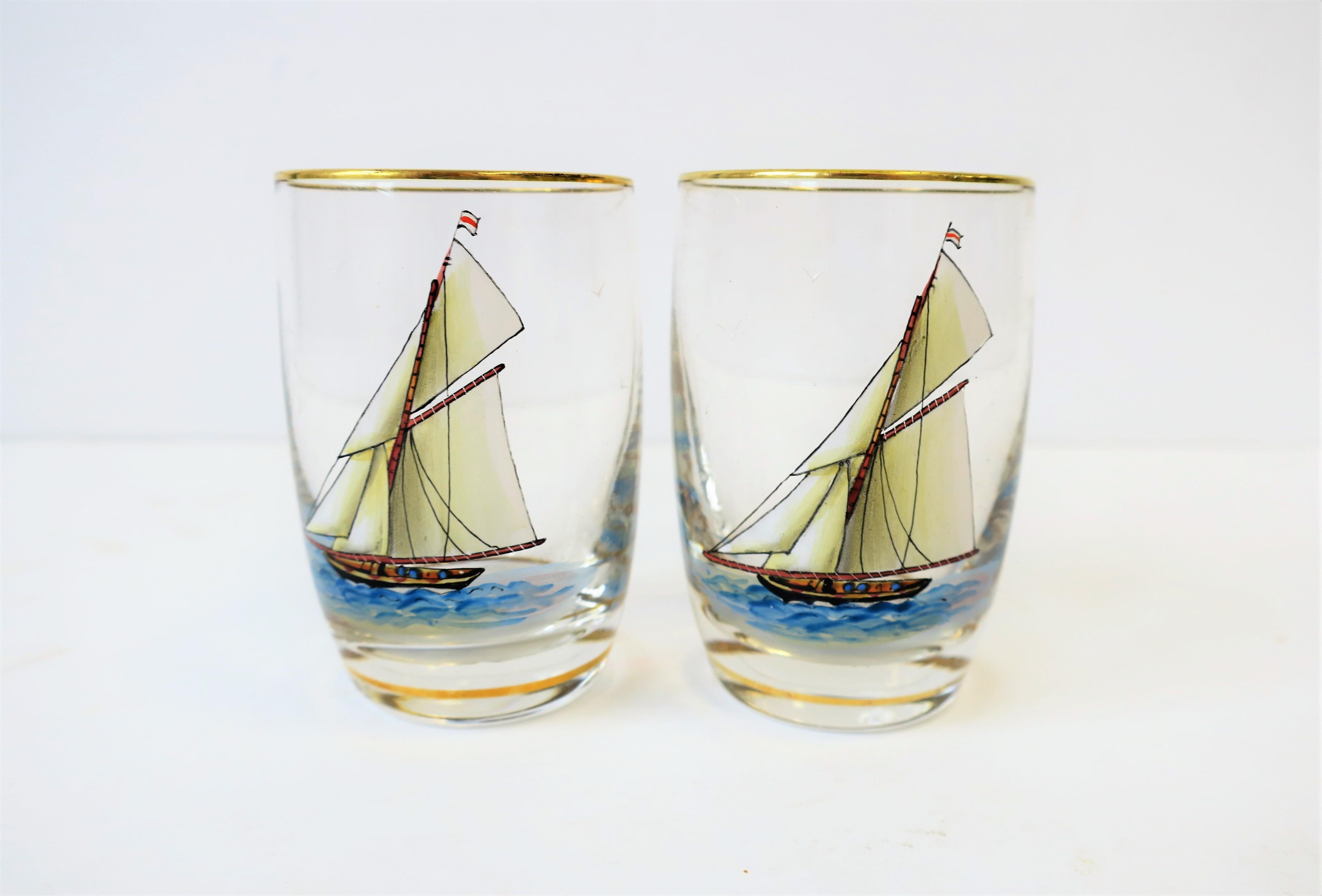 American Colonial Midcentury Nautical Apperitif or Shot Glasses