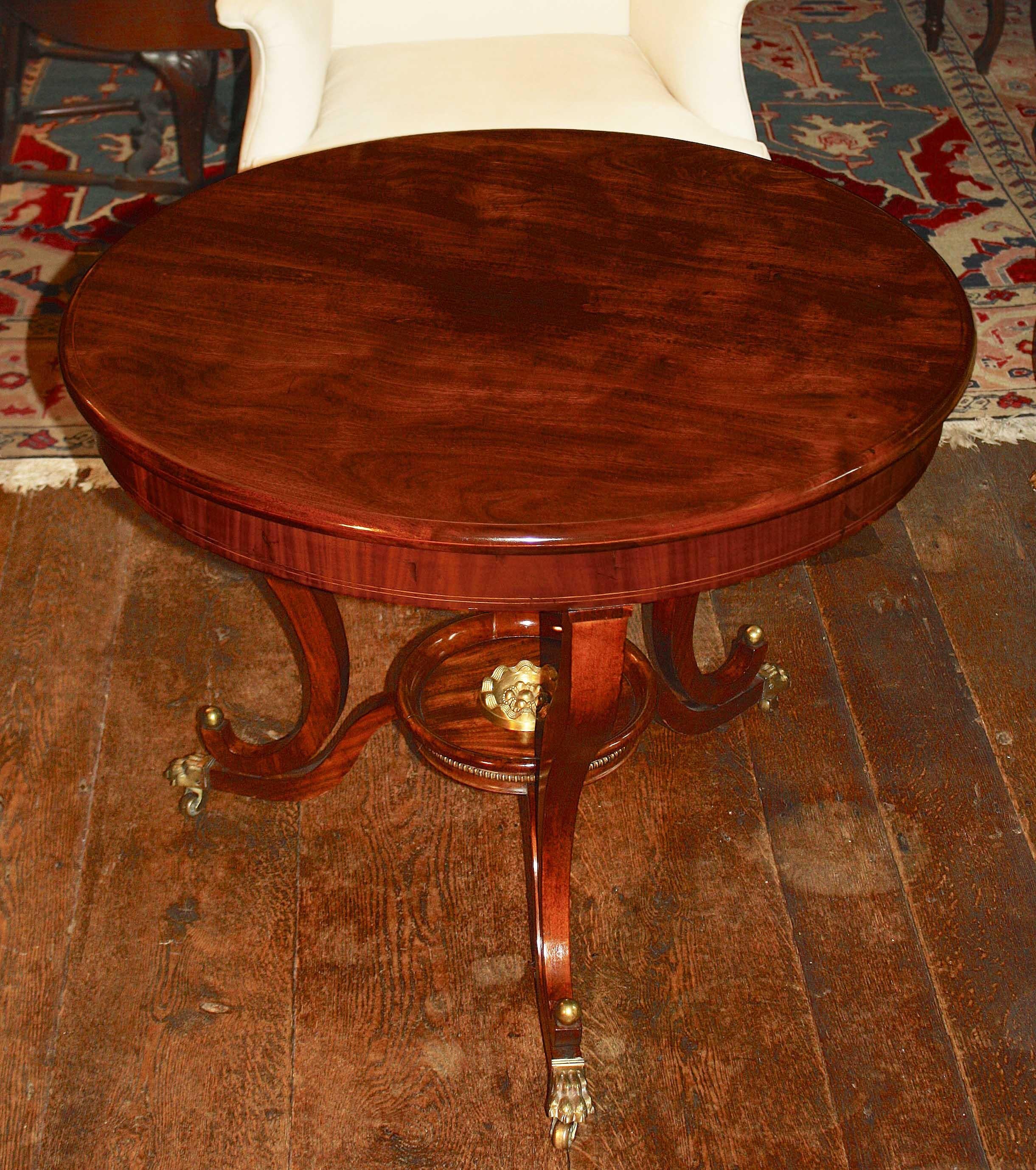 Hand-Carved German Biedermeier Center Table For Sale