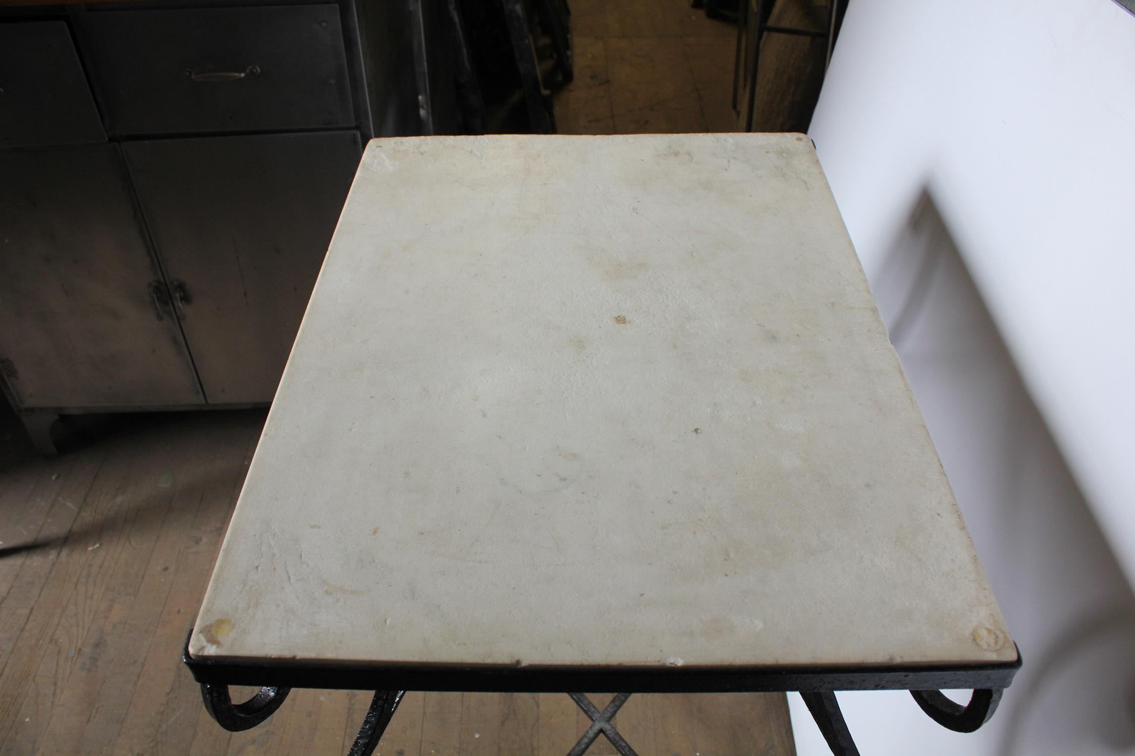 20th Century Antique French Wrought Iron and Marble Table For Sale