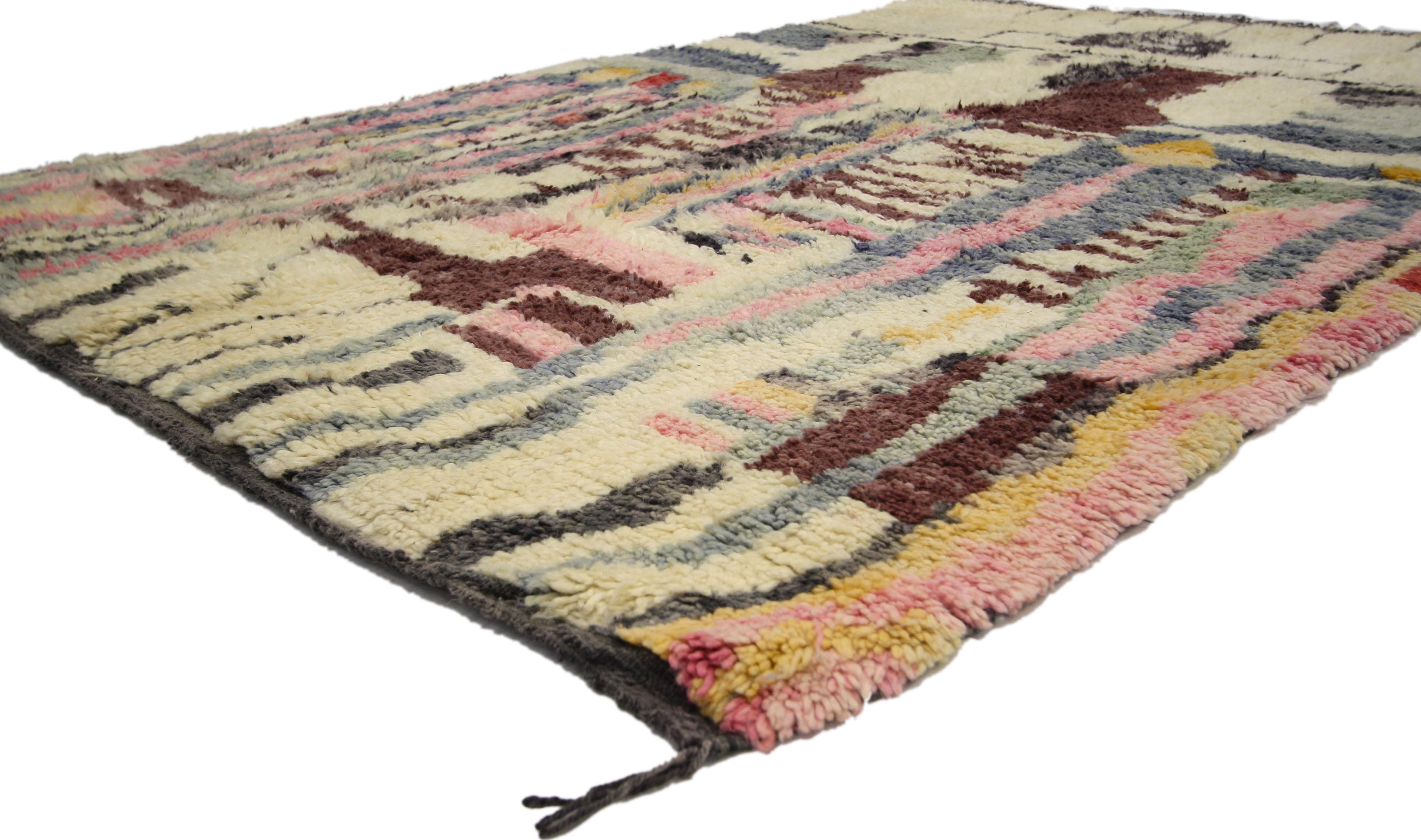 Contemporary Abstract Berber Moroccan Rug with Modern Bauhaus Style In Excellent Condition In Dallas, TX