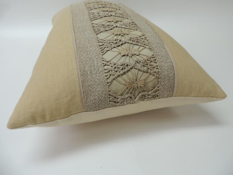 Yellow Woven Linen Swedish Decorative Bolster Pillow For Sale at 1stDibs