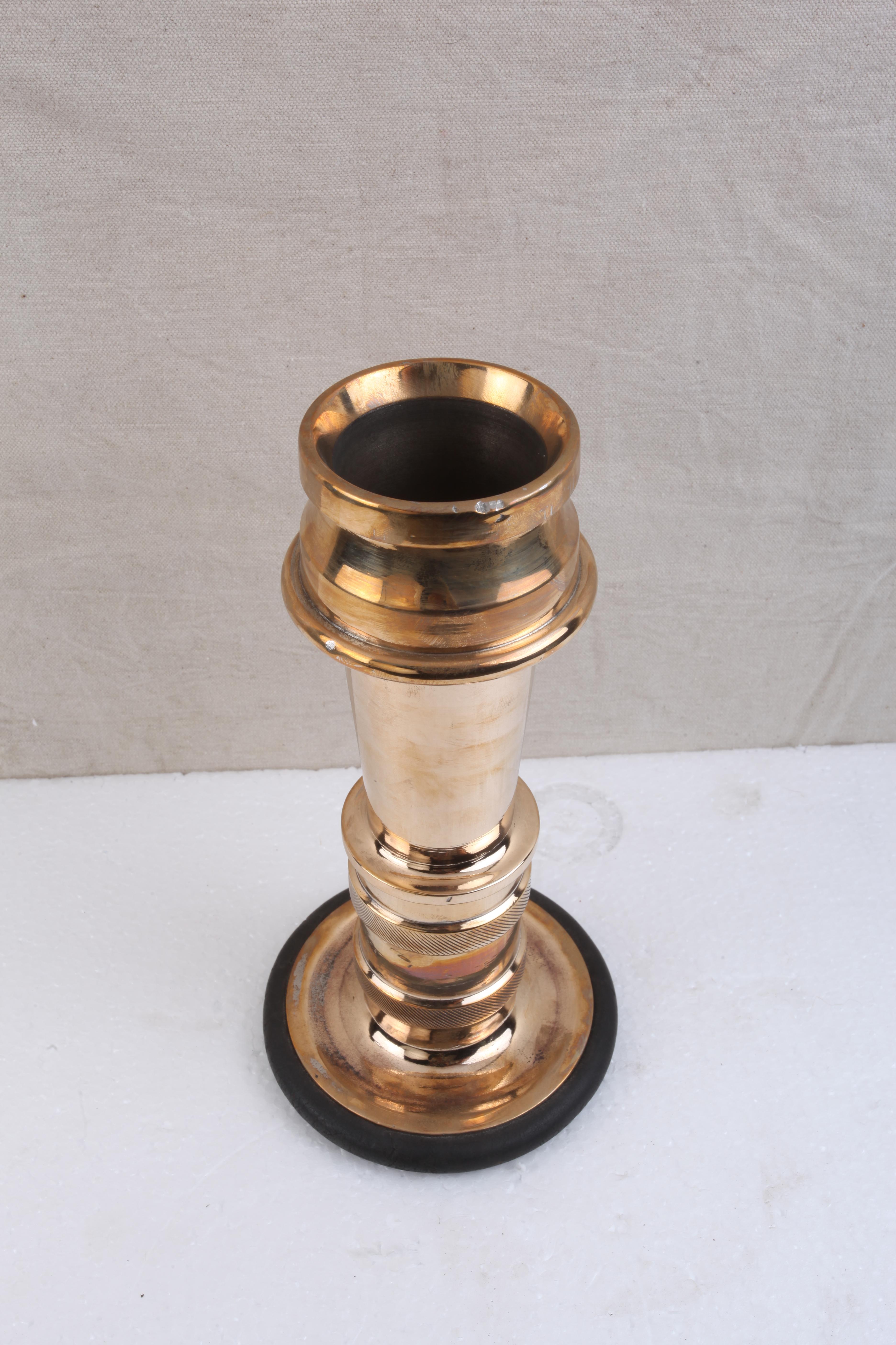 Industrial Brass Vases or Candlestands Originally Fire-Hose Nozzles