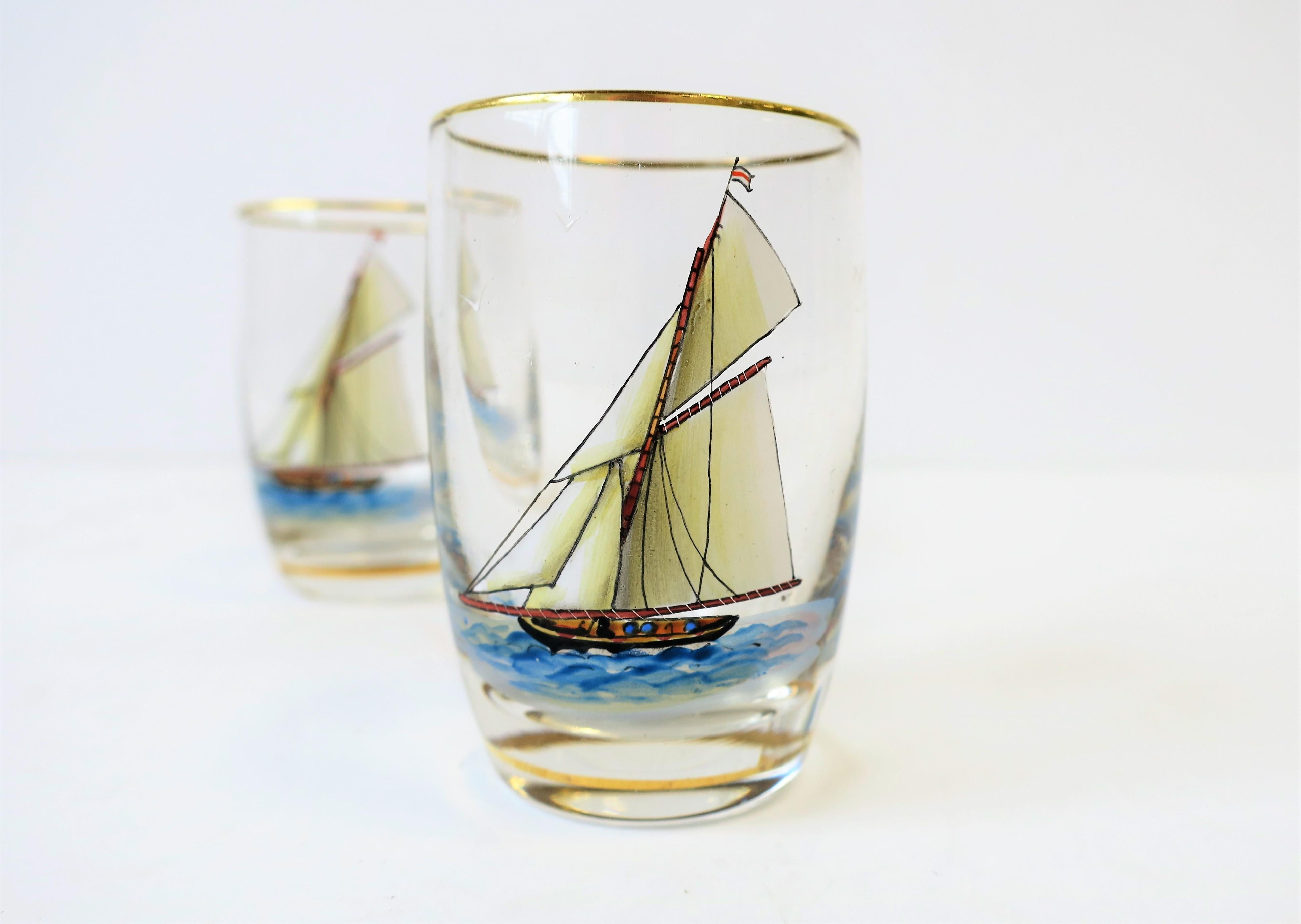 Midcentury Nautical Apperitif or Shot Glasses In Excellent Condition In New York, NY