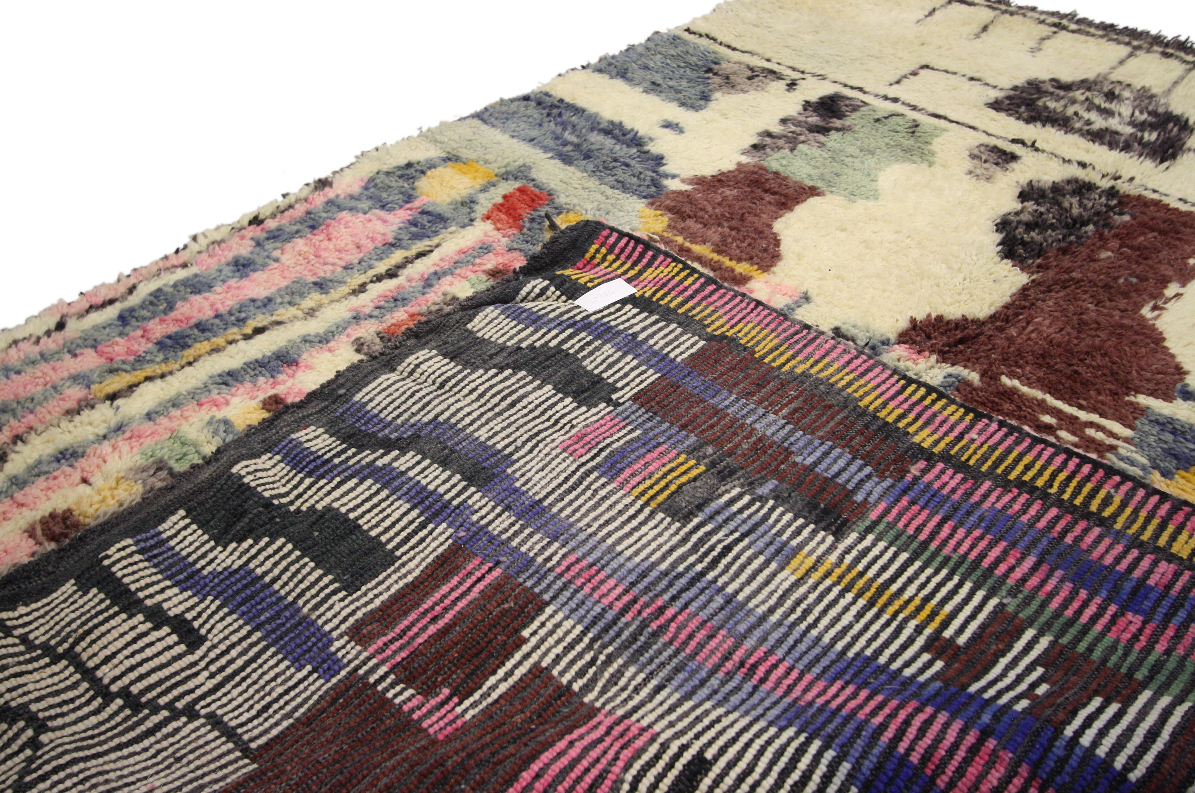 Wool Contemporary Abstract Berber Moroccan Rug with Modern Bauhaus Style
