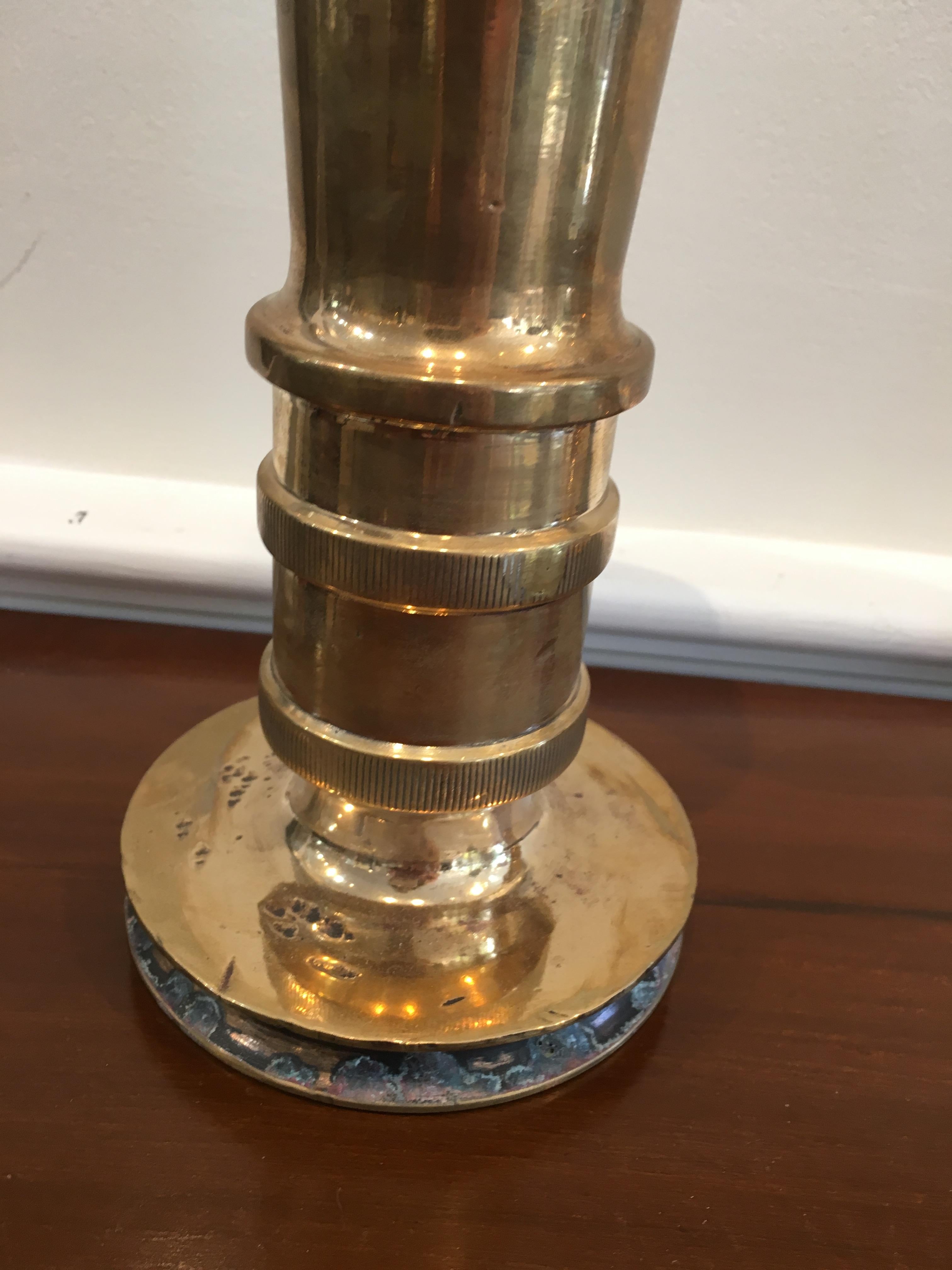 Brass Vases or Candlestands Originally Fire-Hose Nozzles In Good Condition In Nantucket, MA