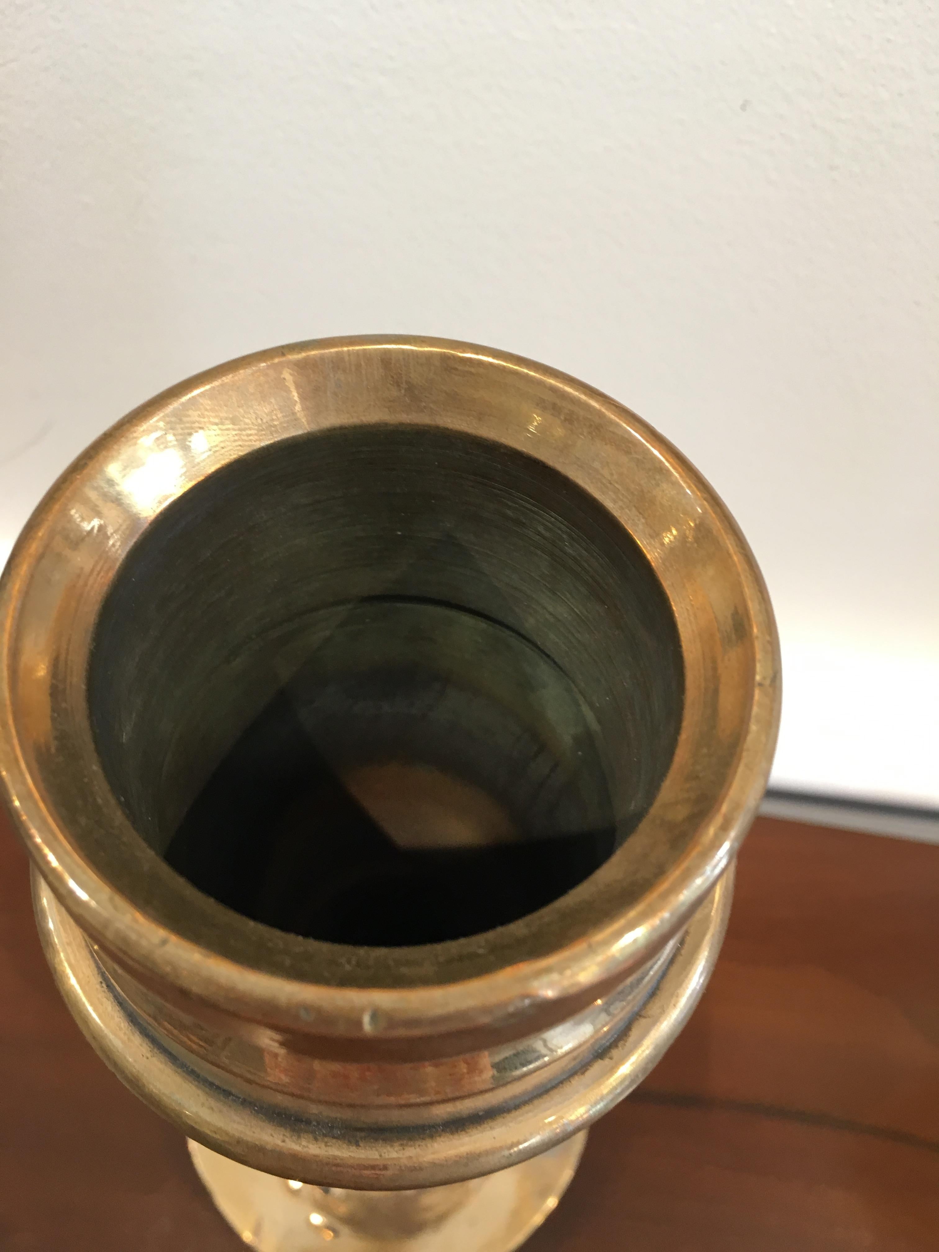 20th Century Brass Vases or Candlestands Originally Fire-Hose Nozzles