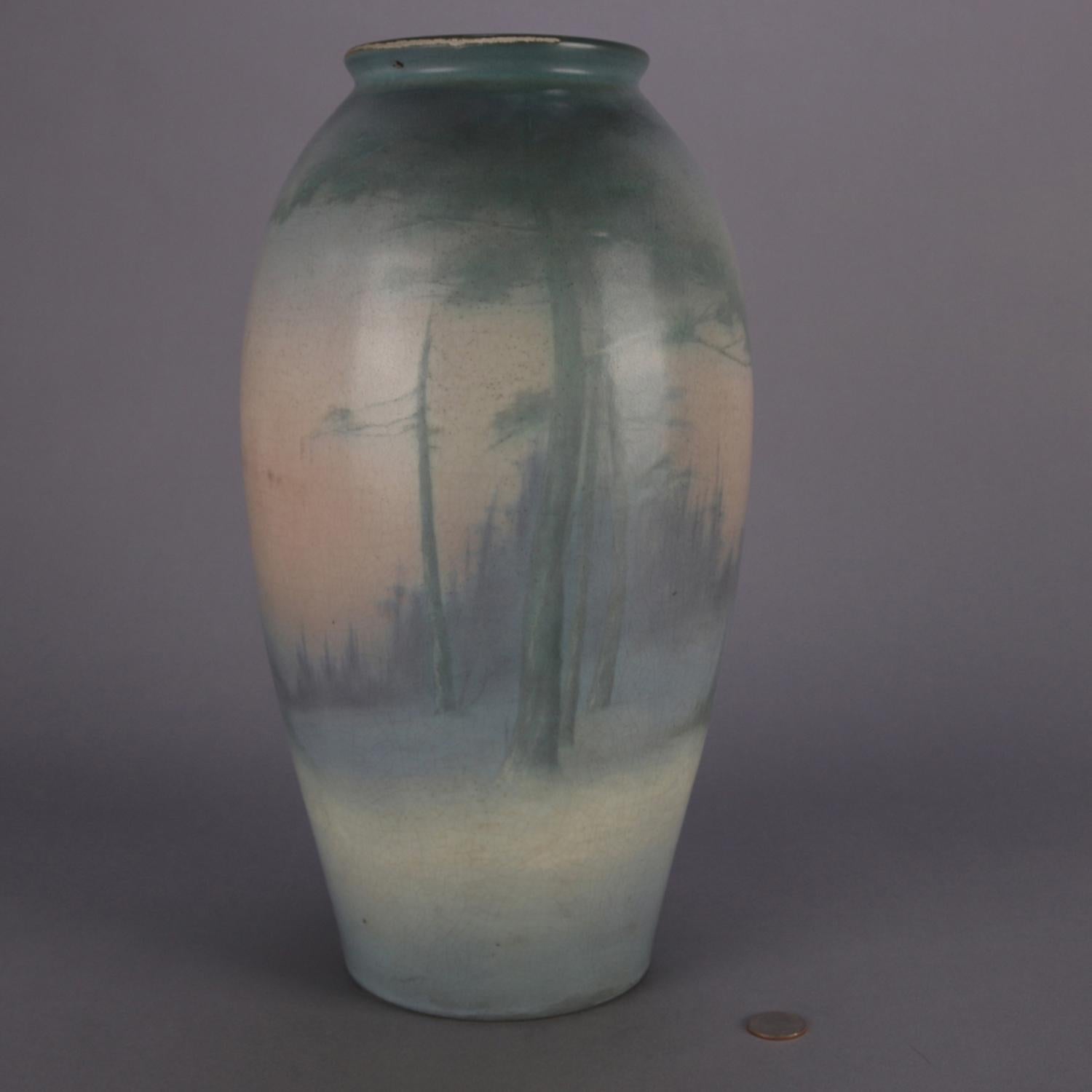 20th Century Antique Oversized Hand-Painted Rookwood Art Pottery Velum Vase, circa 1916