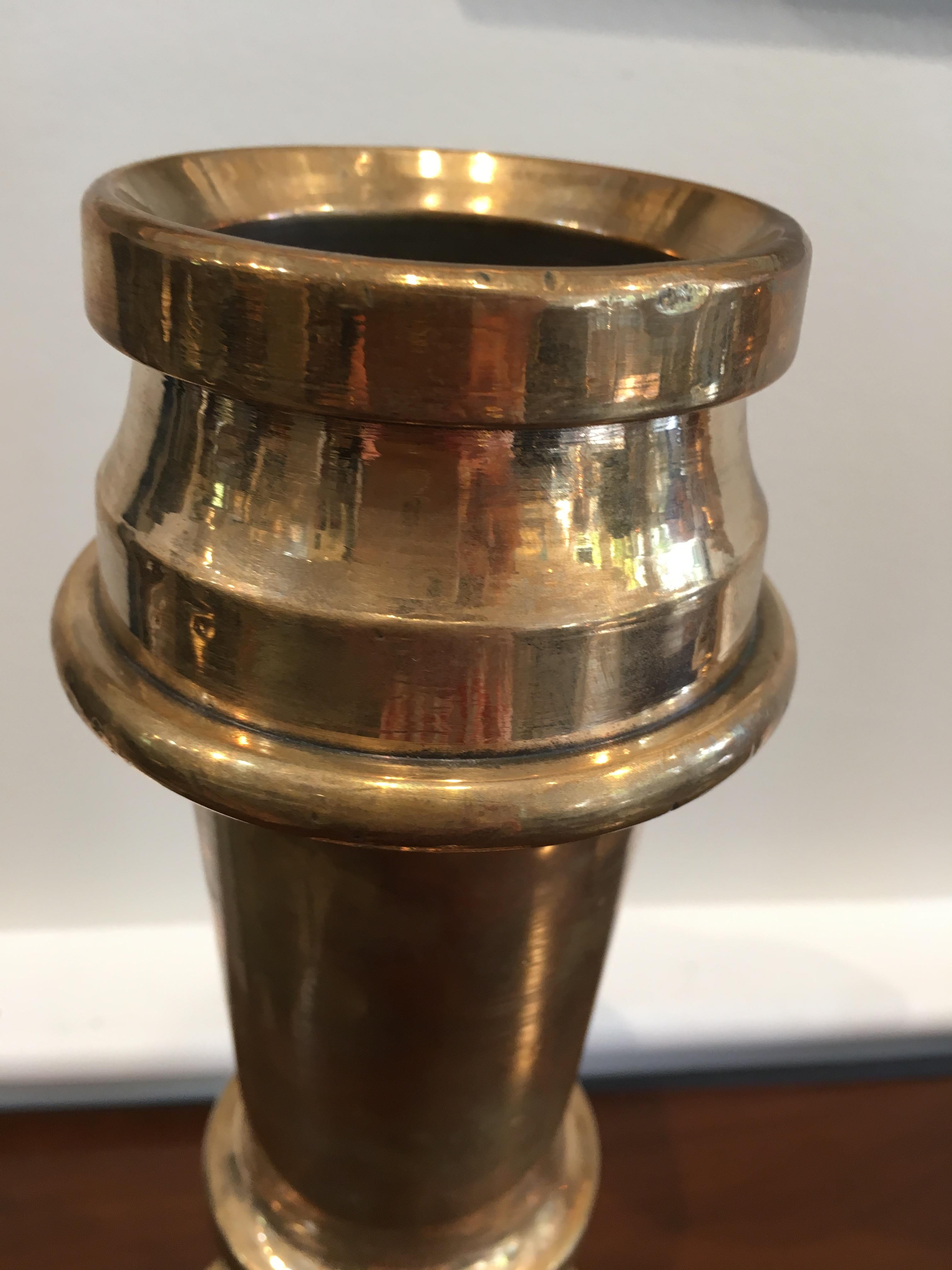 Brass Vases or Candlestands Originally Fire-Hose Nozzles 1