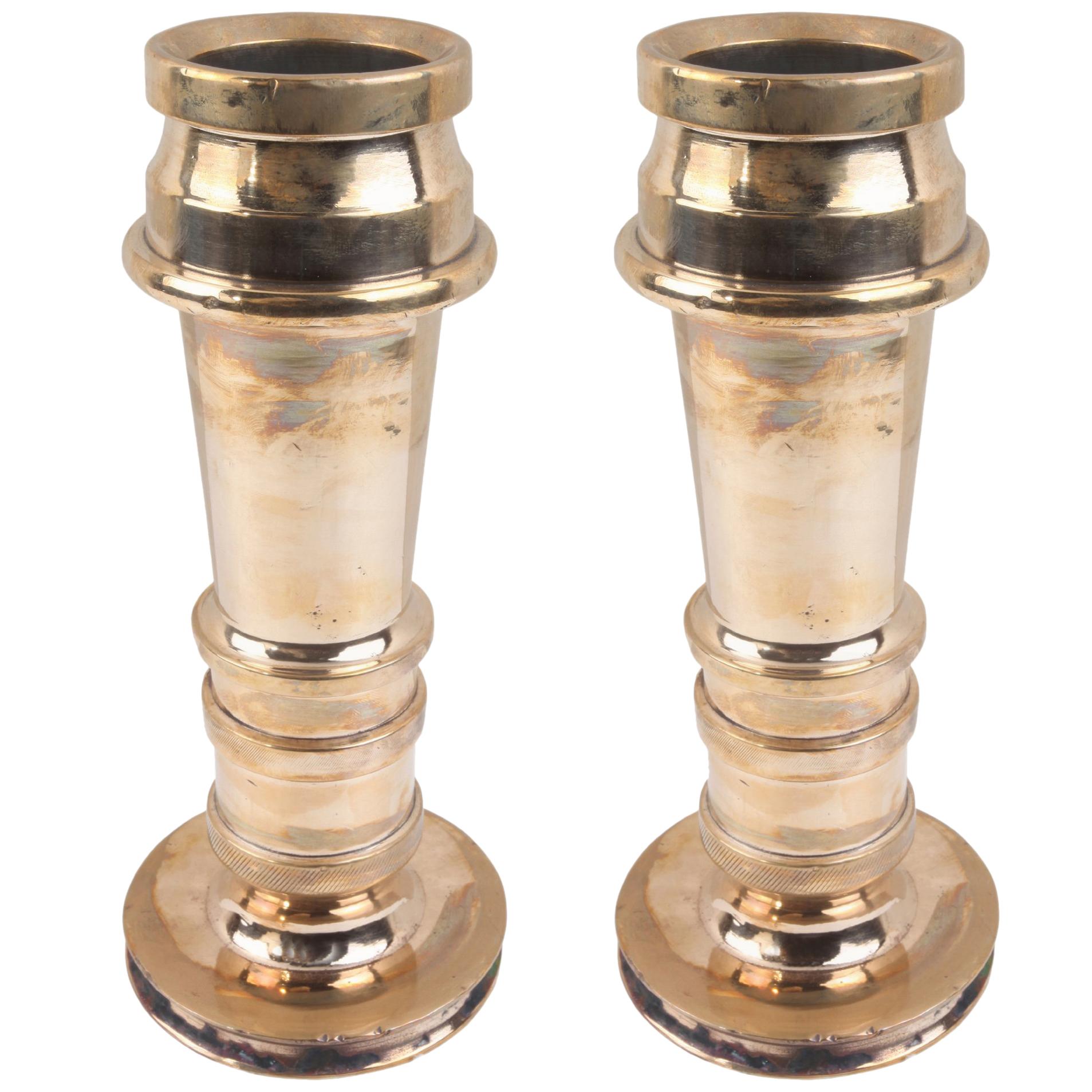 Brass Vases or Candlestands Originally Fire-Hose Nozzles