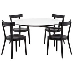 Established & Sons White Floating Table with Four Black Chairs by Ingo Maurer 